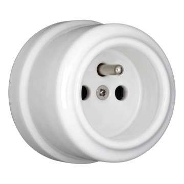 Elhard - Zidna keramička retro utičnica za kućnu upotrebu 230V bela