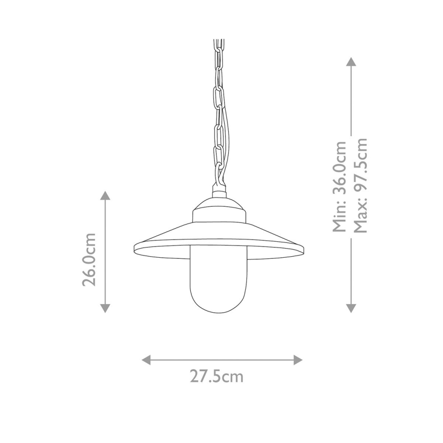 Elstead - Spoljna viseća lampa na lancu KLAMPENBORG 1xE27/60W/230V IP44 mat hrom