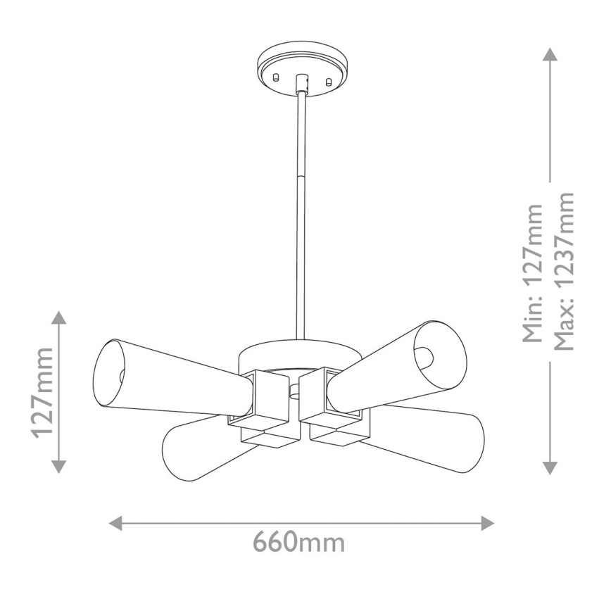 Elstead - Luster na štangu KRISTY 4xE27/40W/230V u bakarnoj boji