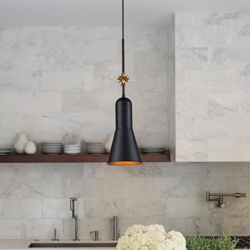 Elstead - Luster na sajli ETOILE 1xE27/60W/230V prečnik 17,8 cm crna