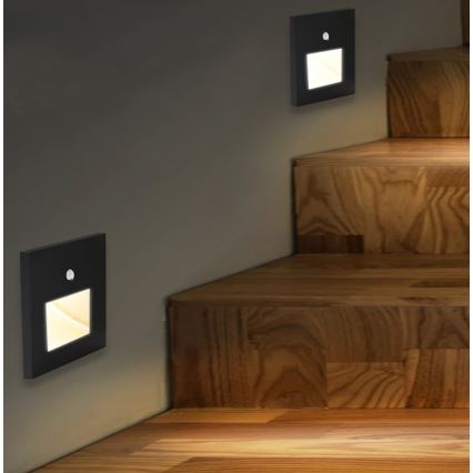 Emithor 70418 - LED stepenišna svetiljka sa senzorom SUNNY LED/1W/230V 4000K crna