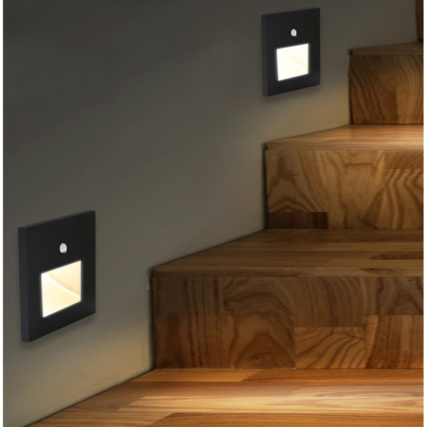 Emithor 70418 - LED stepenišna svetiljka sa senzorom SUNNY LED/1W/230V 4000K crna
