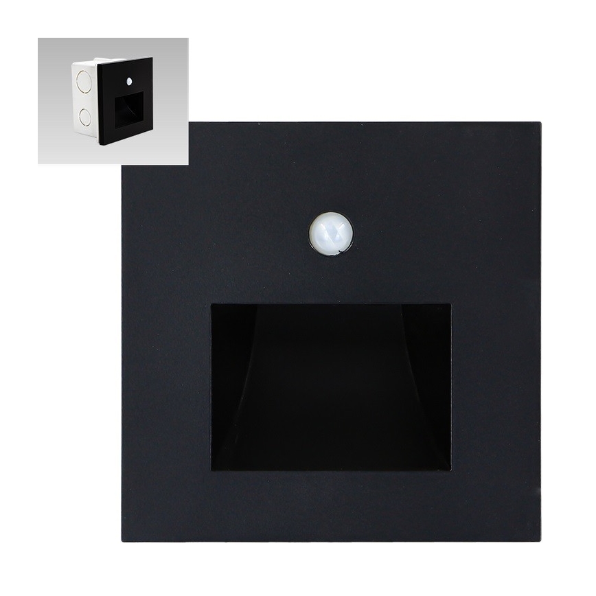 Emithor 70418 - LED stepenišna svetiljka sa senzorom SUNNY LED/1W/230V 4000K crna