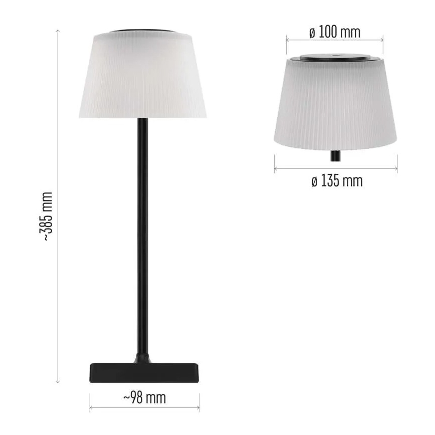 LED prigušiva punjiva lampa KATIE LED/4W/10V 1800mAh IP44 CRI 90 crna