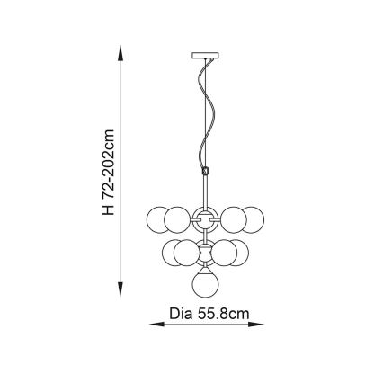 Endon 101147 - Luster na sajli OSCAR 11xG9/18W/230V crna/zadimljena