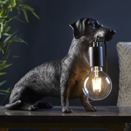 Endon 101188 - Stona lampa DACHSHUND 1xE27/10W/230V crna
