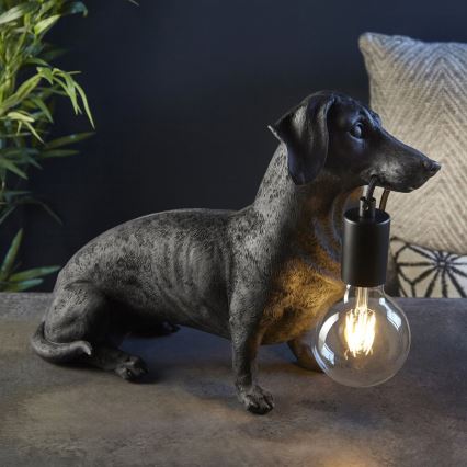 Endon 101188 - Stona lampa DACHSHUND 1xE27/10W/230V crna