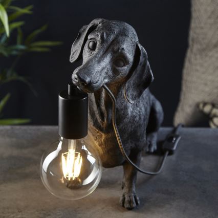 Endon 101188 - Stona lampa DACHSHUND 1xE27/10W/230V crna