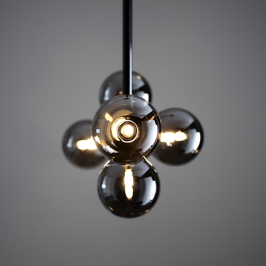 Endon 101348 - Luster na stalku OTIS 5xG9/3W/230V crni hrom/zadimljeno crna