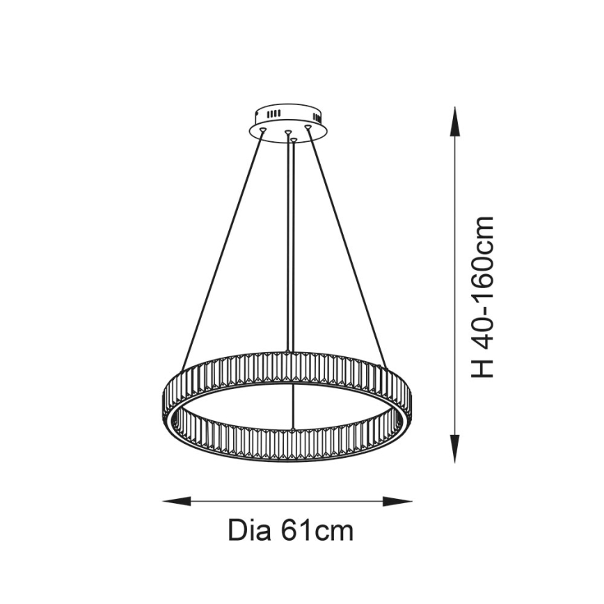 Endon 102255 - LED prigušiva luster na sajli LAGUNA, LED/36W/230V, sjajni hrom
