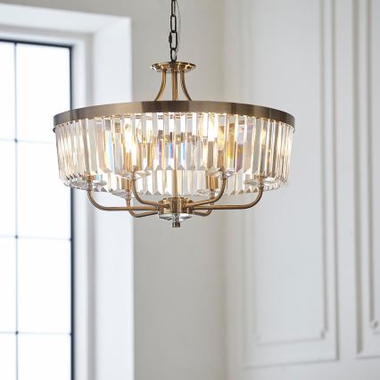 Endon 102505 - Luster na lancu 6xE14/6W/230V prečnik 55 cm mesing