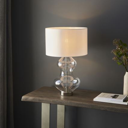 Endon 102676 - Prigušiva stona lampa KELDA 1xE27/10W/230V bela/mat hrom