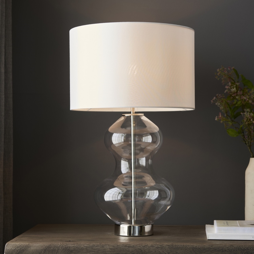 Endon 102676 - Prigušiva stona lampa KELDA 1xE27/10W/230V bela/mat hrom