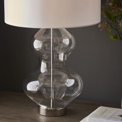 Endon 102676 - Prigušiva stona lampa KELDA 1xE27/10W/230V bela/mat hrom