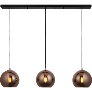 Endon 102929 - Luster na sajli BOLI 3xE27/10W/230V crna/zadimljeno braon