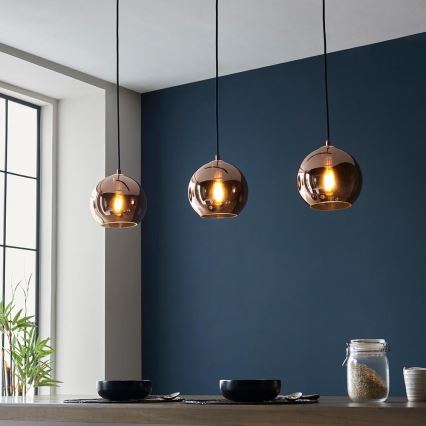 Endon 102929 - Luster na sajli BOLI 3xE27/10W/230V crna/zadimljeno braon