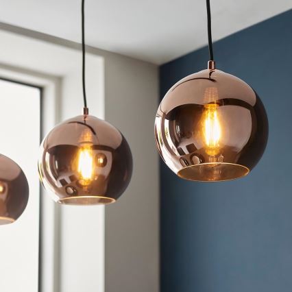 Endon 102929 - Luster na sajli BOLI 3xE27/10W/230V crna/zadimljeno braon