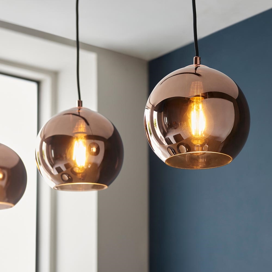 Endon 102929 - Luster na sajli BOLI 3xE27/10W/230V crna/zadimljeno braon