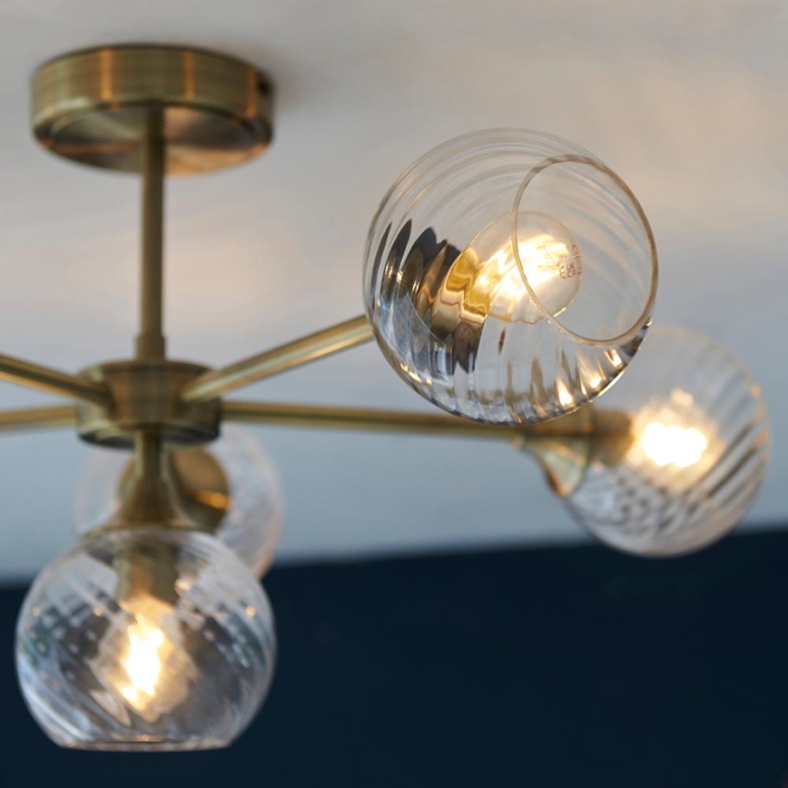 Endon 103171 - Luster na šipci ALLEGRA 6xE14/7W/230V mesing/prozirno