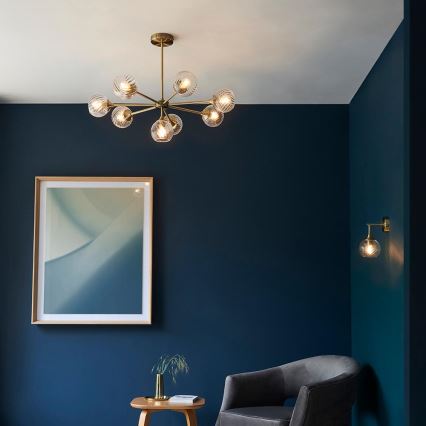 Endon 103172 - Luster na štapu ALLEGRA 8xE14/7W/230V mesing/prozirno