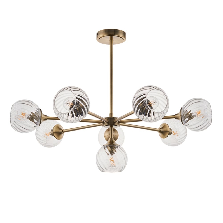 Endon 103172 - Luster na štapu ALLEGRA 8xE14/7W/230V mesing/prozirno