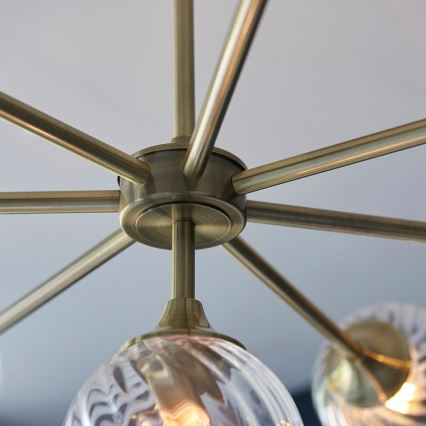 Endon 103172 - Luster na štapu ALLEGRA 8xE14/7W/230V mesing/prozirno