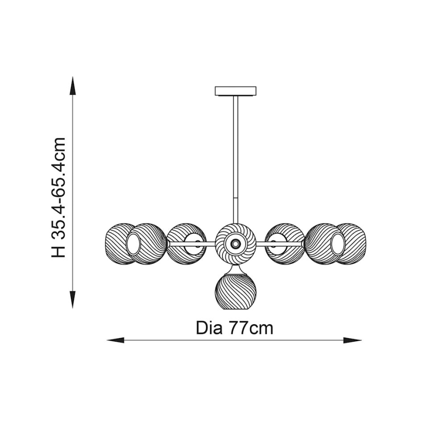 Endon 103172 - Luster na štapu ALLEGRA 8xE14/7W/230V mesing/prozirno