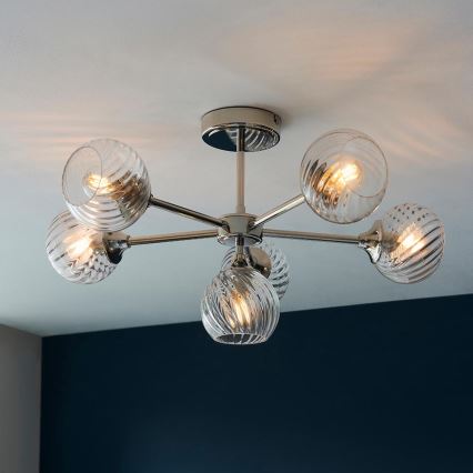 Endon 104050 - Luster na šipci ALLEGRA 6xE14/7W/230V sjajni hrom/prozirno