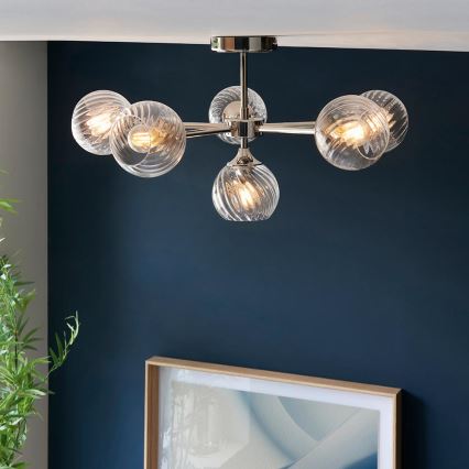 Endon 104050 - Luster na šipci ALLEGRA 6xE14/7W/230V sjajni hrom/prozirno