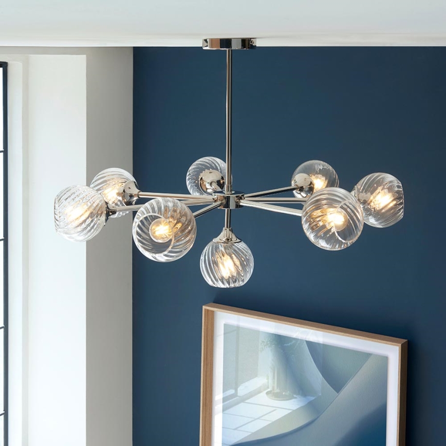 Endon 104051 - Luster na šipci ALLEGRA 8xE14/7W/230V sjajni hrom