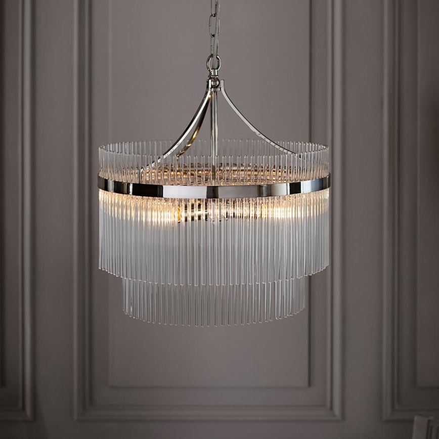 Endon 104112 - Luster na lancu MARIETTA 5xE14/7W/230V sjajni hrom/prozirno staklo