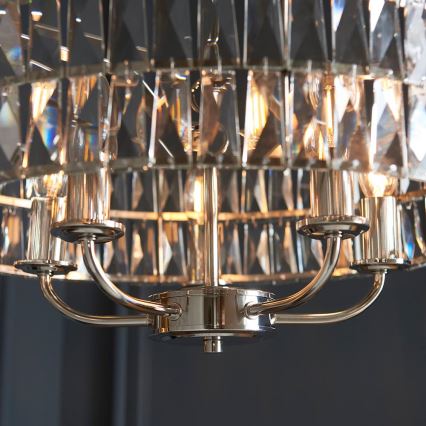 Endon 104467 - Luster na lancu CLIFTON 5xE14/6W/230V prečnik 50,5 cm sjajni hrom/prozirno