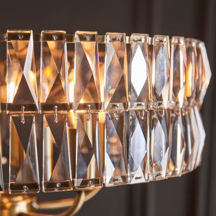 Endon 106244 - Luster na lancu CLIFTON 5xE14/6W/230V prečnik 50,5 cm mesing/prozirno