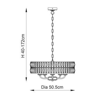 Endon 106244 - Luster na lancu CLIFTON 5xE14/6W/230V prečnik 50,5 cm mesing/prozirno