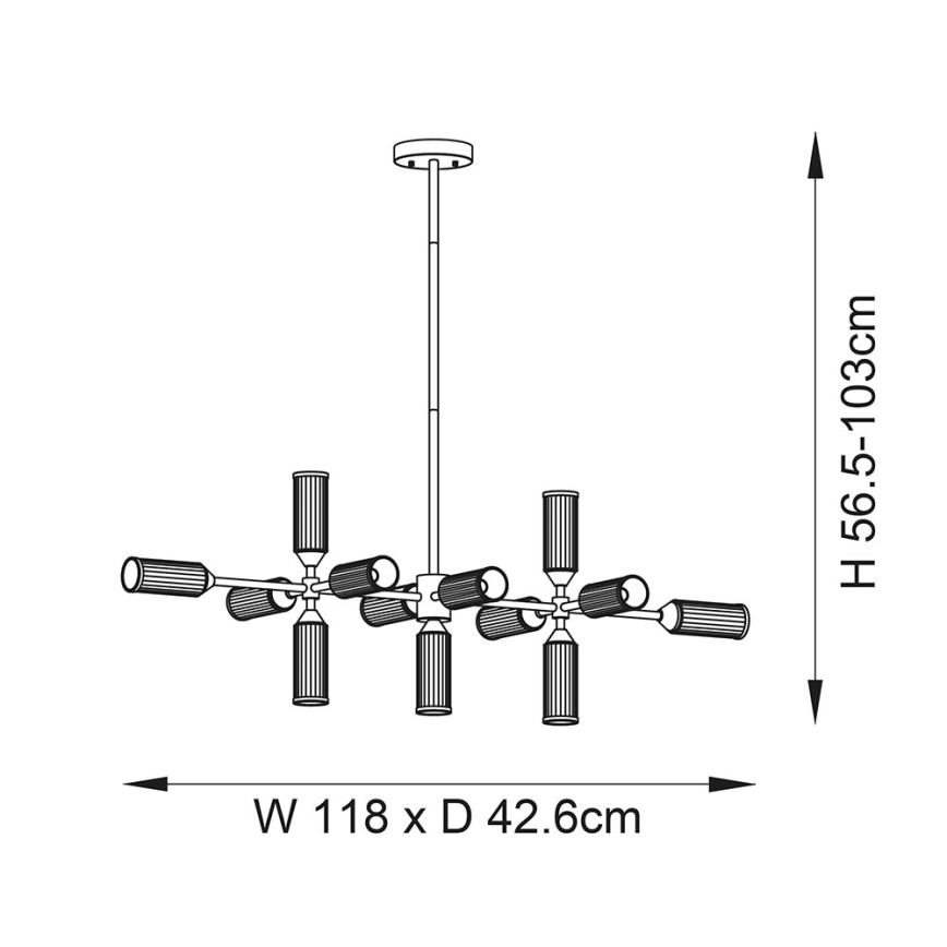 Endon 106259 - Luster na štapu TOUR 13xG9/3W/230V mesing