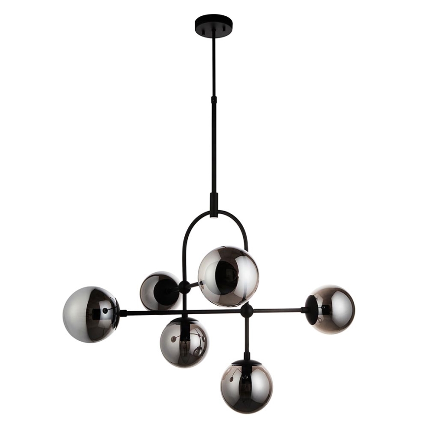 Endon 106661 - Luster na štapu ONTARIO 6xE14/7W/230V crna/dimljena crna