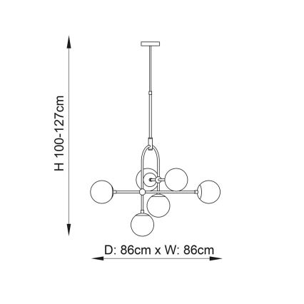 Endon 106661 - Luster na štapu ONTARIO 6xE14/7W/230V crna/dimljena crna