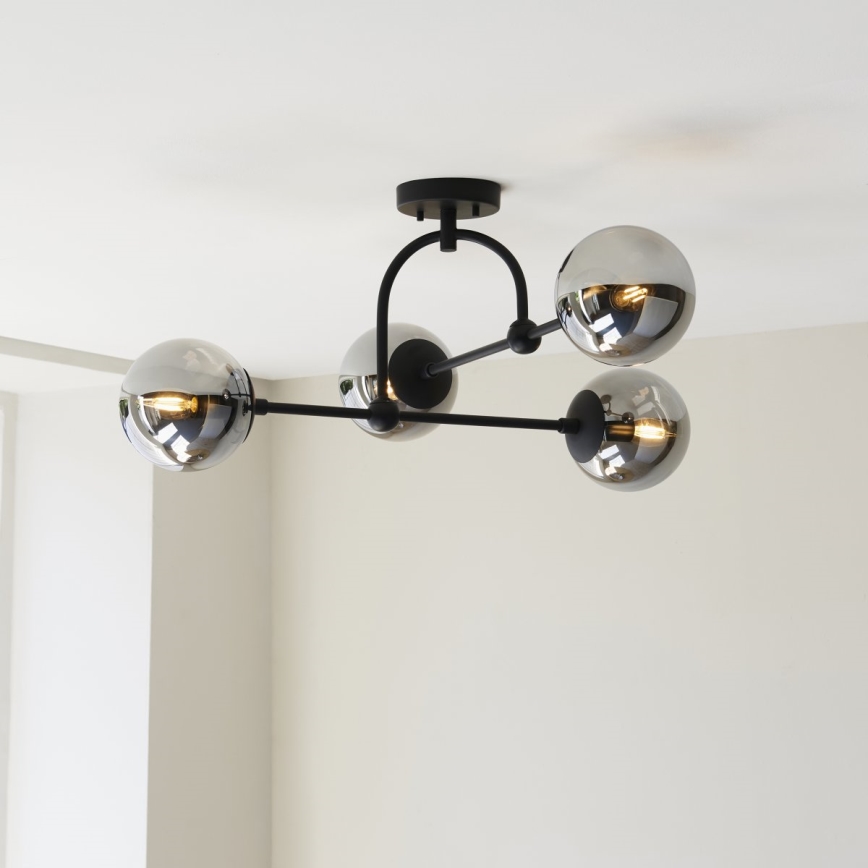 Endon 106662 - Plafonski luster ONTARIO 4xE14/7W/230V crna/zadimljena