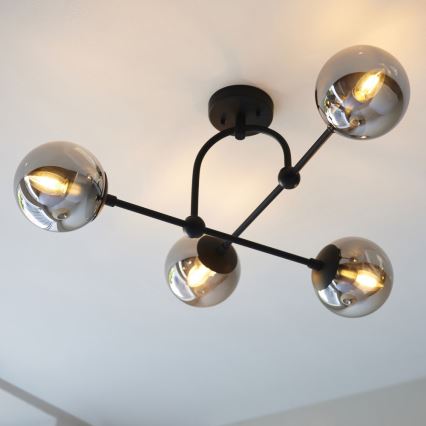 Endon 106662 - Plafonski luster ONTARIO 4xE14/7W/230V crna/zadimljena