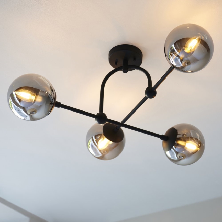Endon 106662 - Plafonski luster ONTARIO 4xE14/7W/230V crna/zadimljena