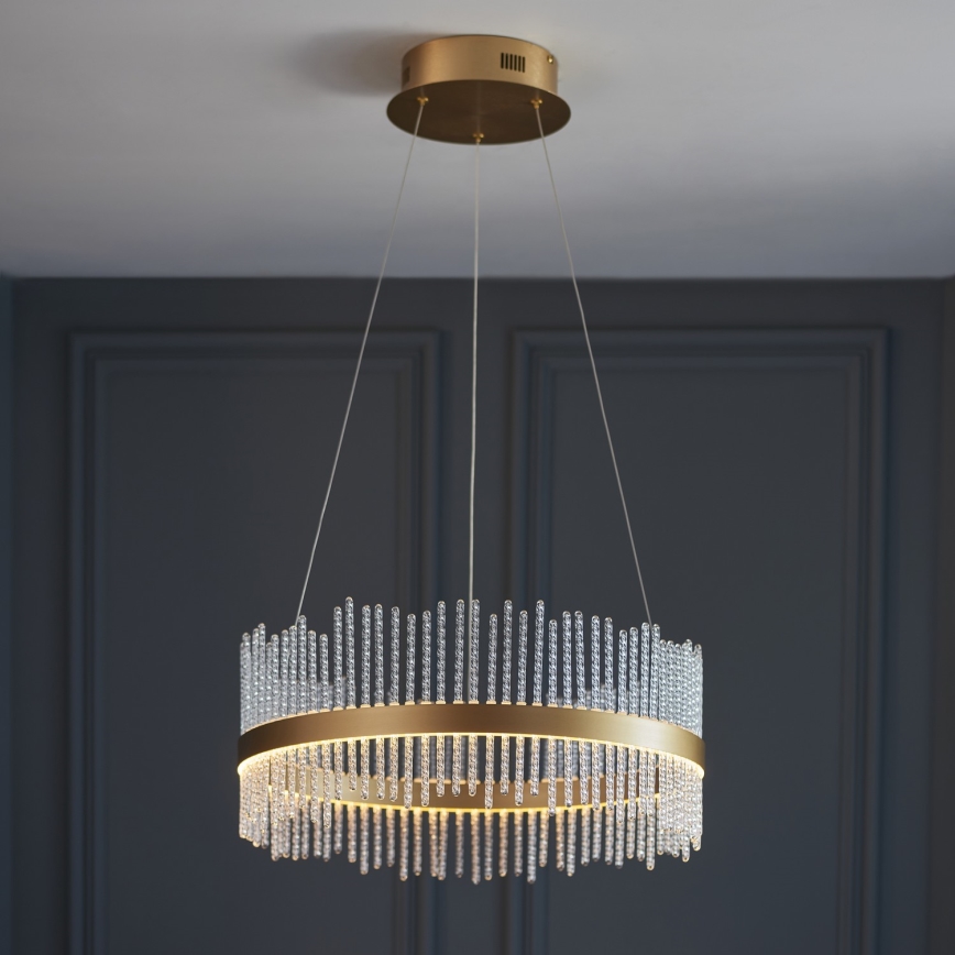 Endon 107671 - LED prigušiva luster na sajli ADRIEL LED/41W/230V 3000K preč. 51 cm zlatna/prozirna