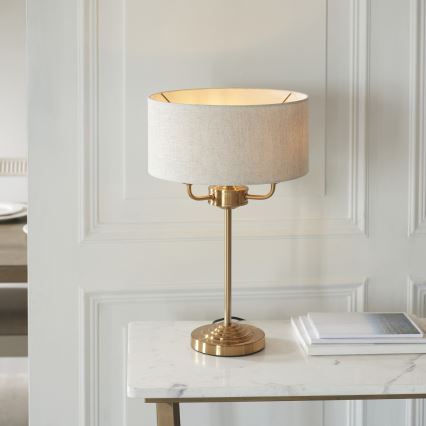 Endon 110721 - Stona lampa HIGHCLERE 3xE14/18W/230V bež/mesing prečnik 32 cm