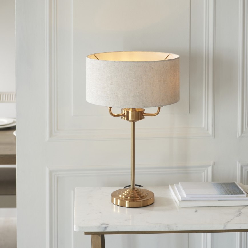 Endon 110721 - Stona lampa HIGHCLERE 3xE14/18W/230V bež/mesing prečnik 32 cm