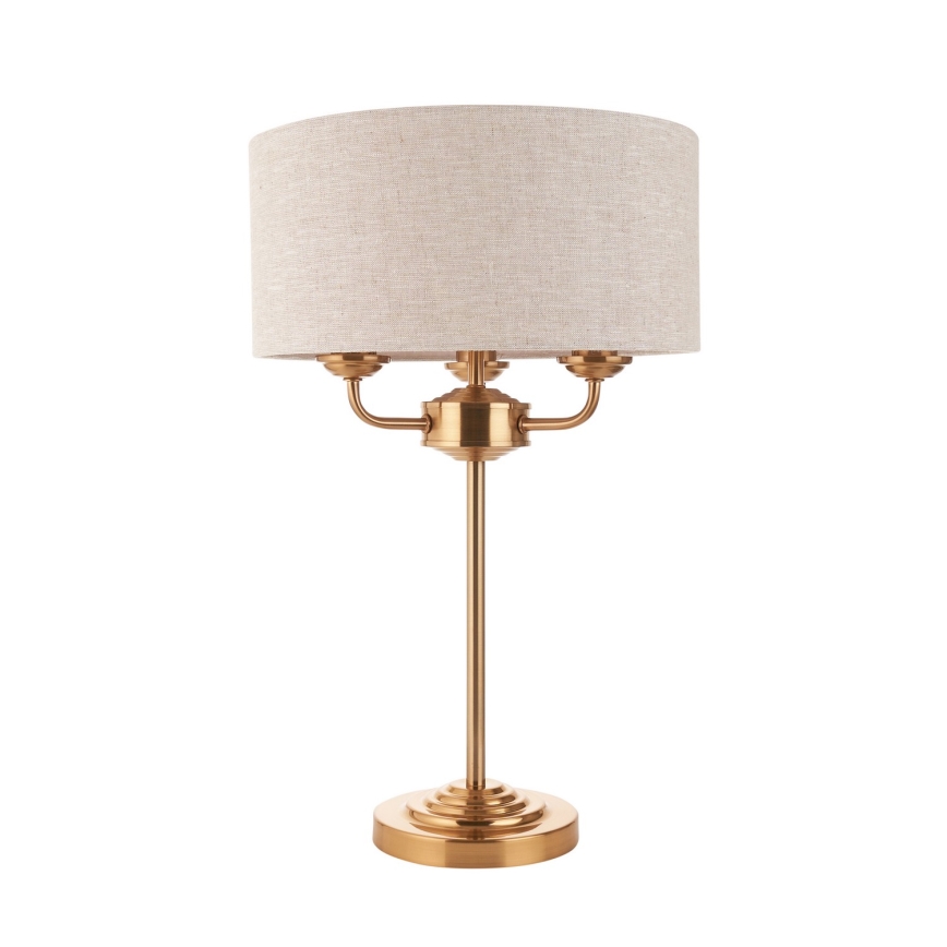 Endon 110721 - Stona lampa HIGHCLERE 3xE14/18W/230V bež/mesing prečnik 32 cm