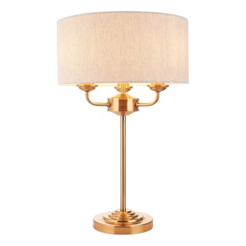 Endon 110721 - Stona lampa HIGHCLERE 3xE14/18W/230V bež/mesing prečnik 32 cm