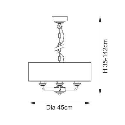 Endon 110723 - Luster na lancu HIGHCLERE 3xE14/40W/230V bež/mesing prečnik 45 cm