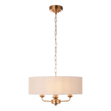 Endon 110723 - Luster na lancu HIGHCLERE 3xE14/40W/230V bež/mesing prečnik 45 cm