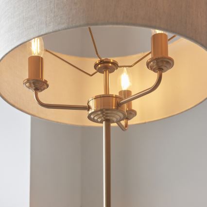 Endon 110724 - Podna lampa HIGHCLERE 1xE14/40W/230V bež/mesing preč. 47 cm