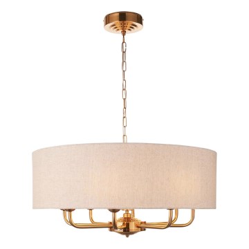 Endon 110727 - Luster na lancu HIGHCLERE 8xE14/40W/230V bež/mesing, prečnik 70 cm