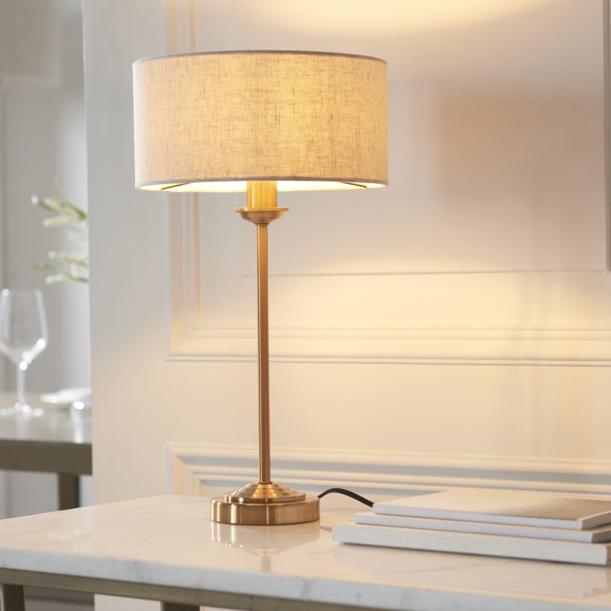 Endon 110728 - Stona lampa HIGHCLERE 1xE14/7W/230V bež/mesing prečnik 25 cm